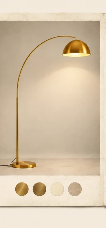 Drawing of the shape: Brass Arc, shown as a print with the four colors it is drawn in below it.
