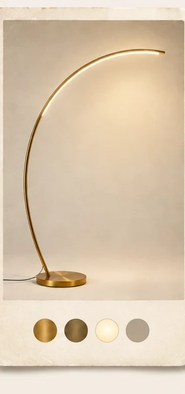 Drawing of the shape: Gold LED Arc, shown as a print with the four colors it is drawn in below it.