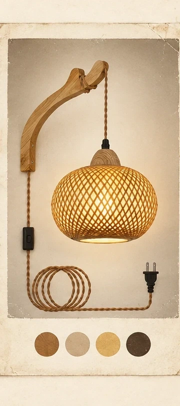 Drawing of the shape: Frideko Rattan, shown as a print with the four colors it is drawn in below it.