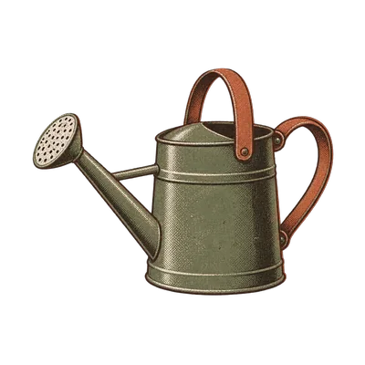 A small metal watering can.