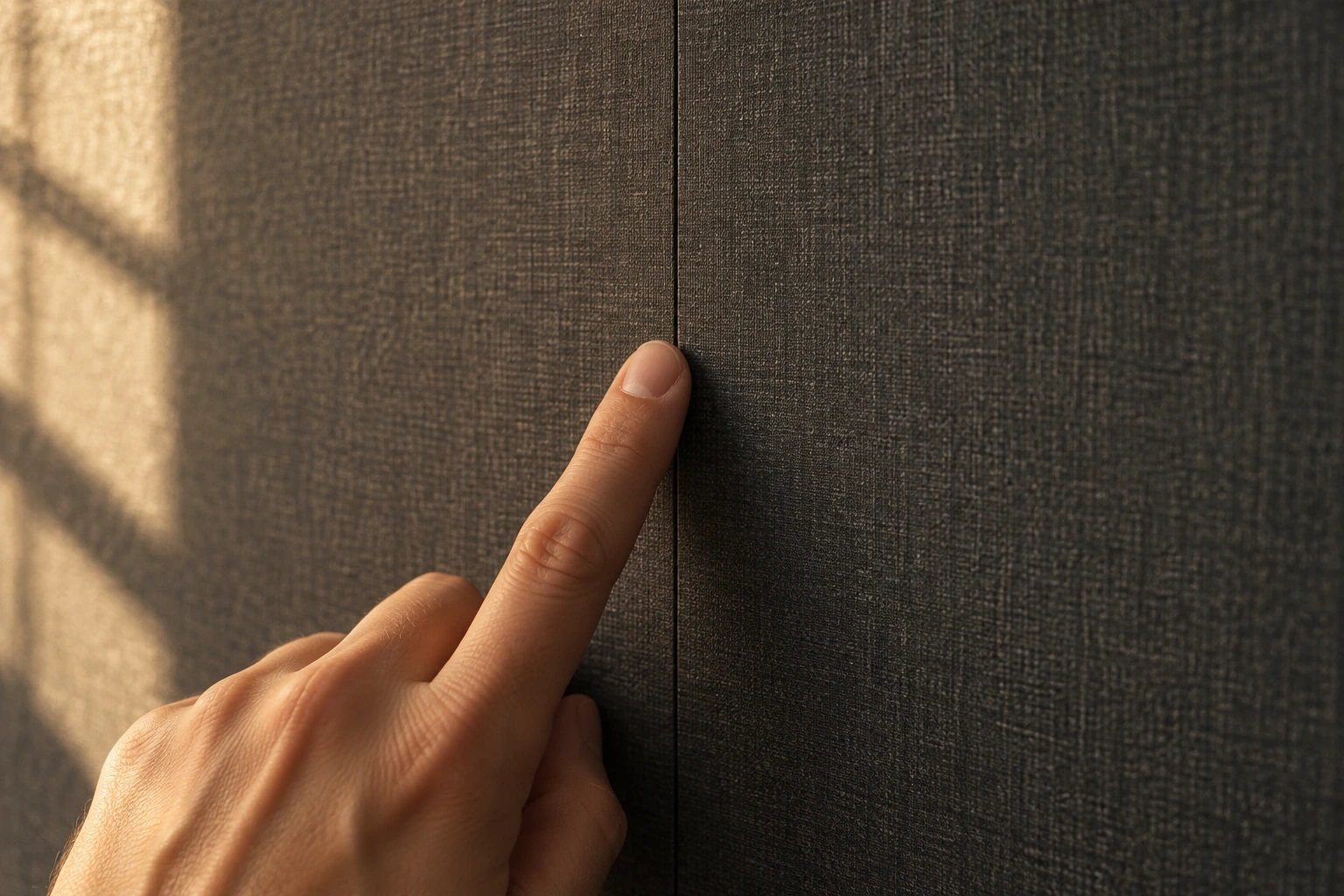 Two strips meeting edge to edge with no overlap, a finger running along the seam.
