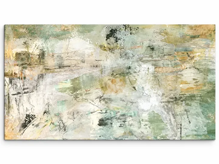 Sage and ochre abstract, canvas, no frame.