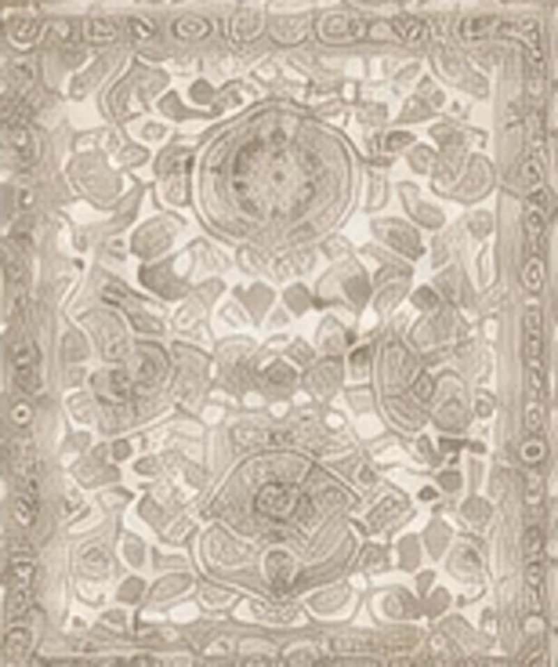 Drawing of the pattern. A pale beige traditional medallion, low in contrast and worn looking.