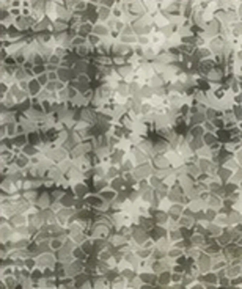 Drawing of the pattern. A mottled sage green surface with darker leafy blotches through it.