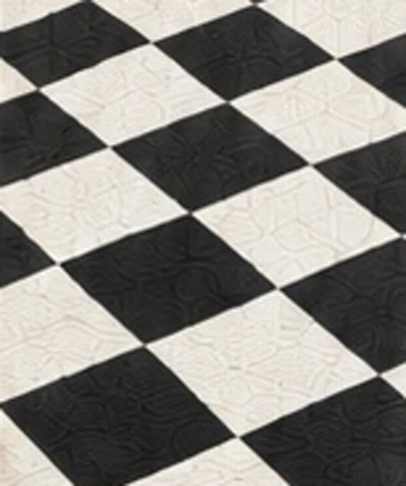 Drawing of the pattern. Large black and off white diamonds set on the diagonal.