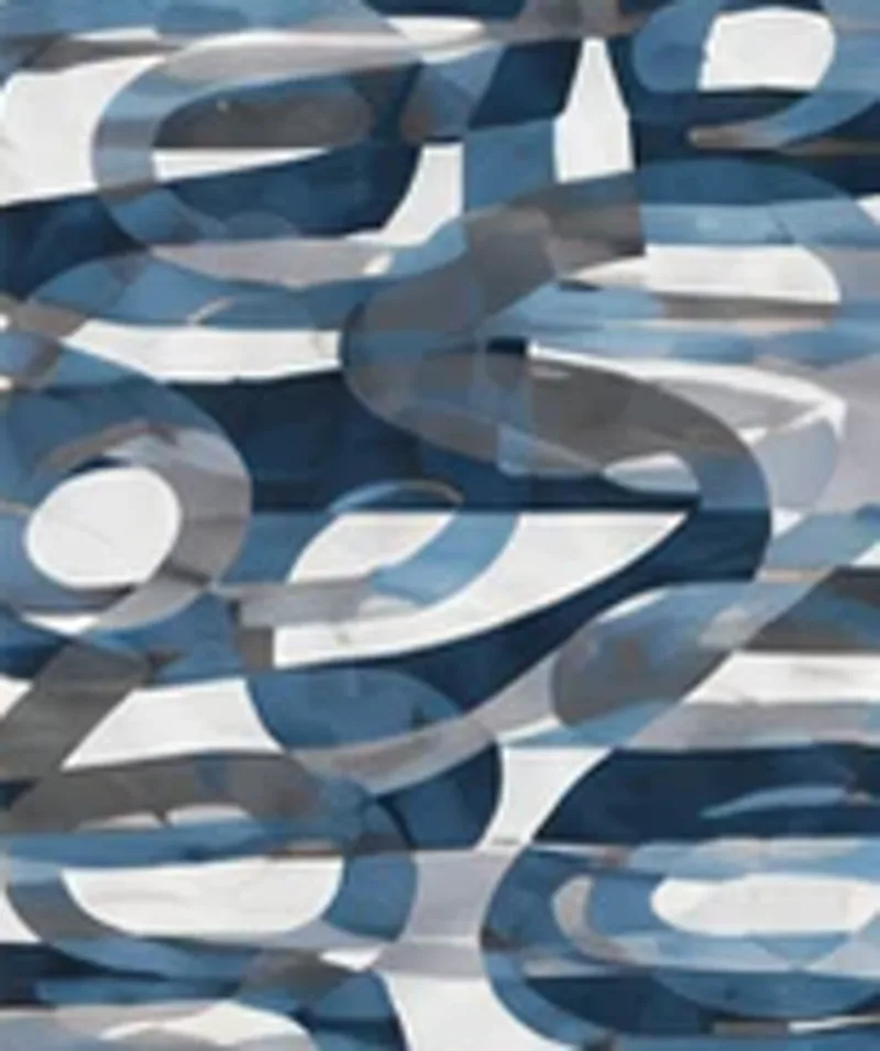 Drawing of the pattern. Loose blue brushstroke ovals scattered over white.