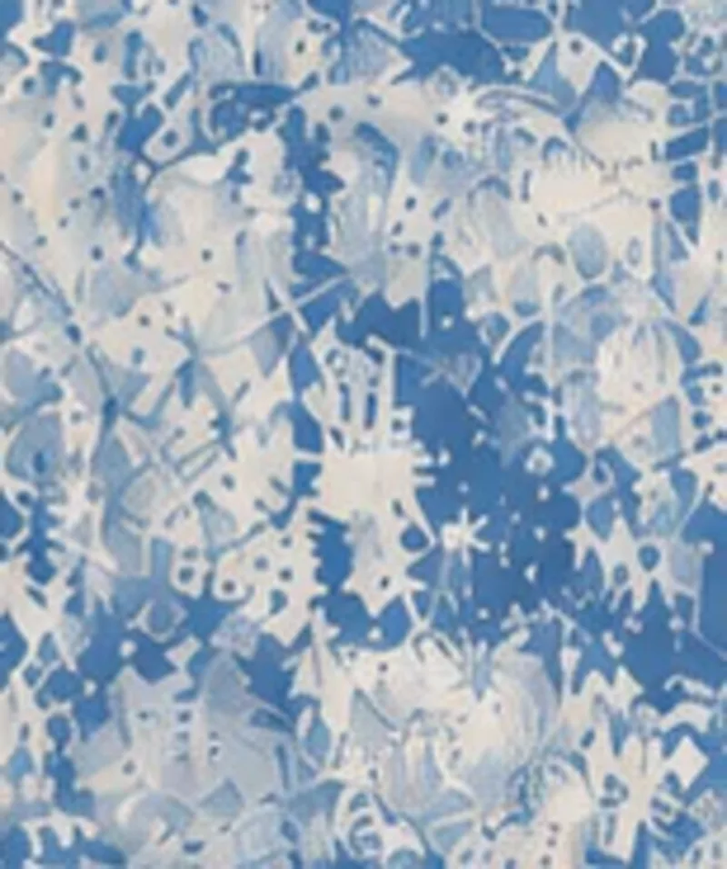 Drawing of the pattern. Mottled blue and white, like watery splatter.