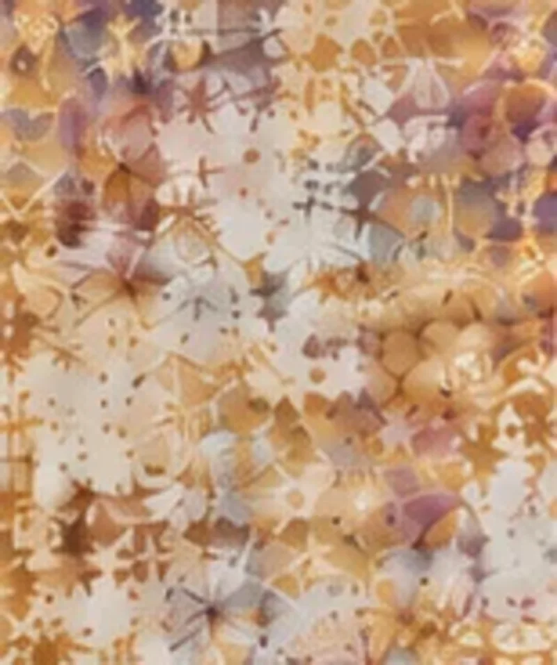 Drawing of the pattern. Soft gold and lilac floral speckle over cream.
