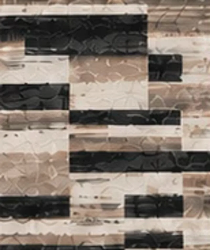 Drawing of the pattern. Black, gray and cream horizontal broken stripes.